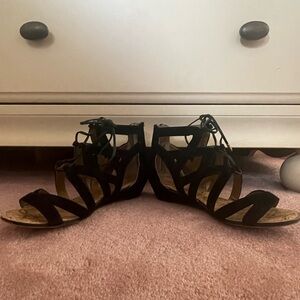 Sam Edelman Black Suede Gladiator Sandals - Size 5